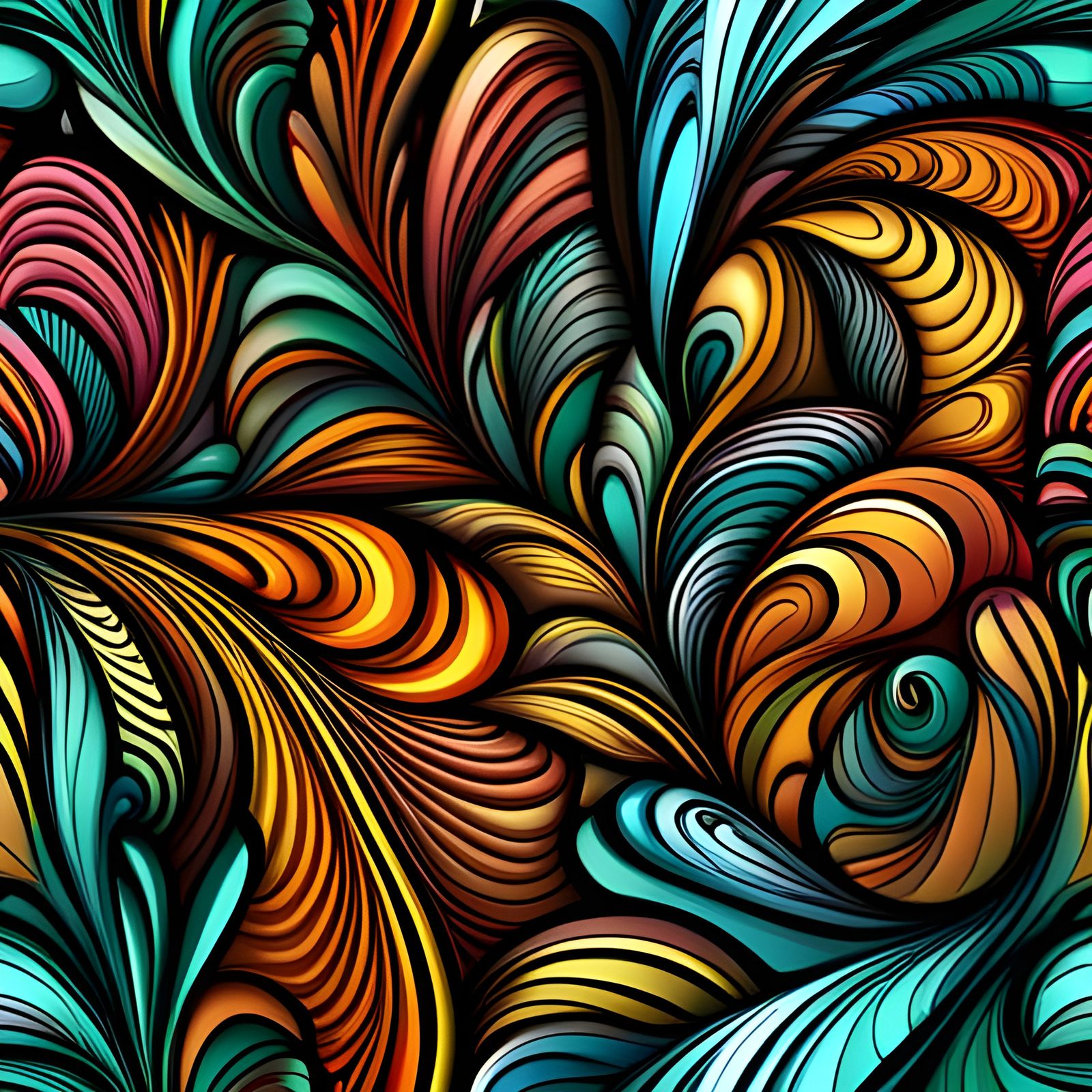 A floral seamless pattern abstract vector fractal, wave func...