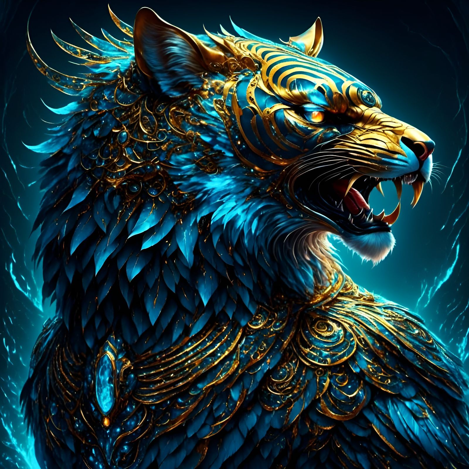A creature that is a mix of a tiger and an  eagle