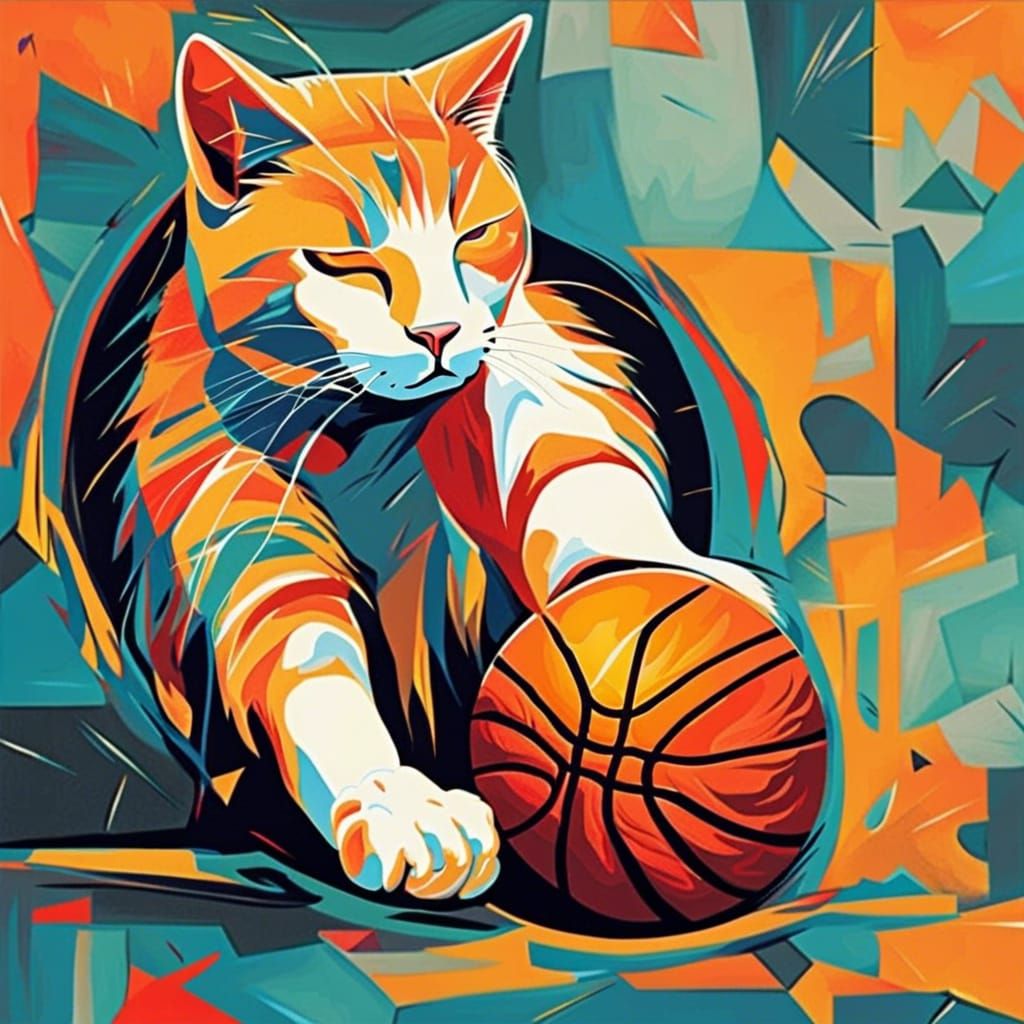 Cat with a basketball