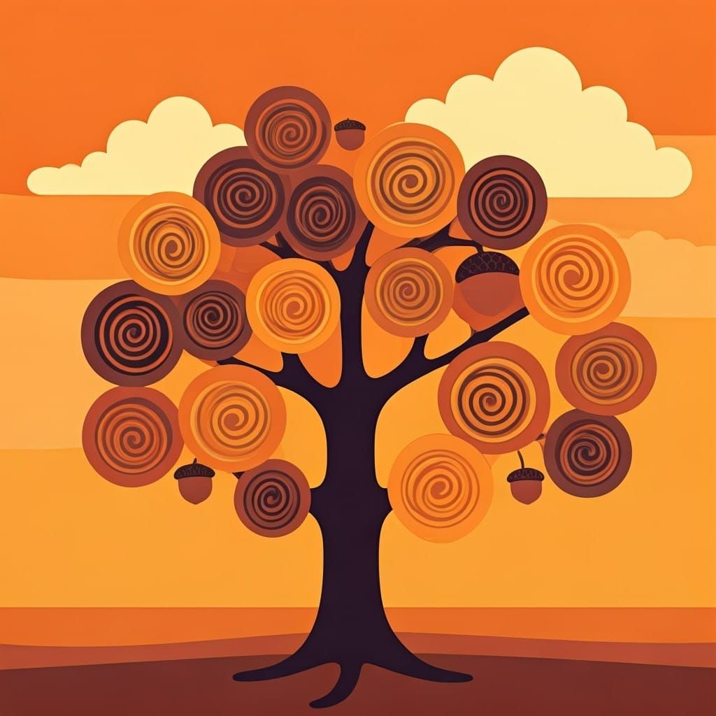 Abstract Autumn Tree in Geometric Style