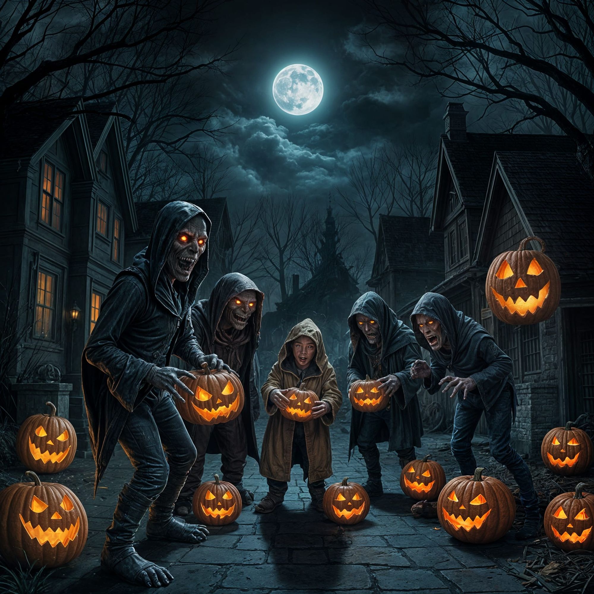 Twisted trick or treat where monsters wear human costume