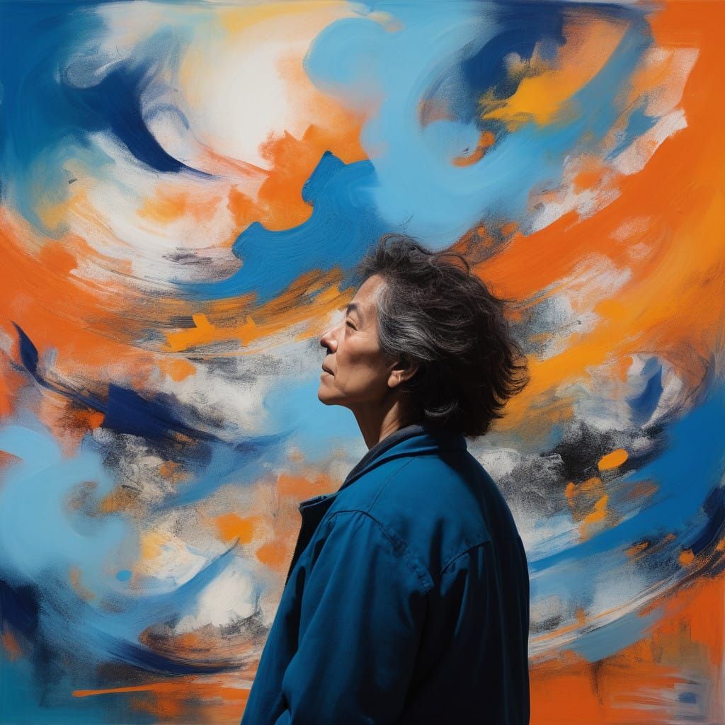 Meditative Moment in Vibrant Abstract Expression