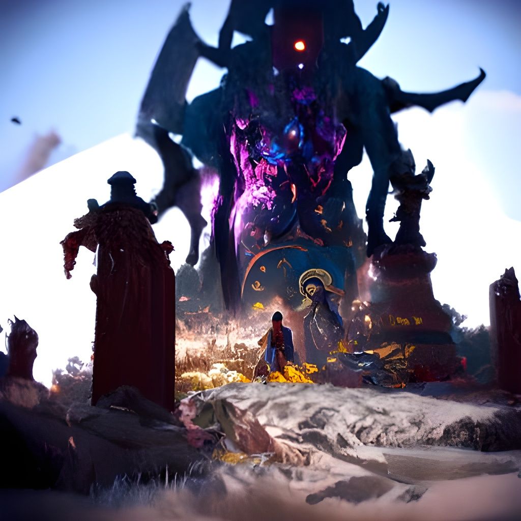 biblical mean stand infront of monsters from hell