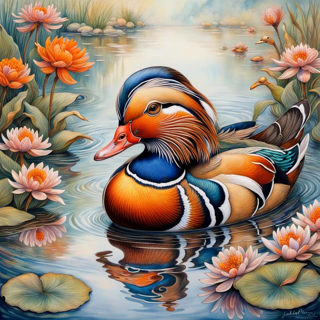 beautiful mandarin duck