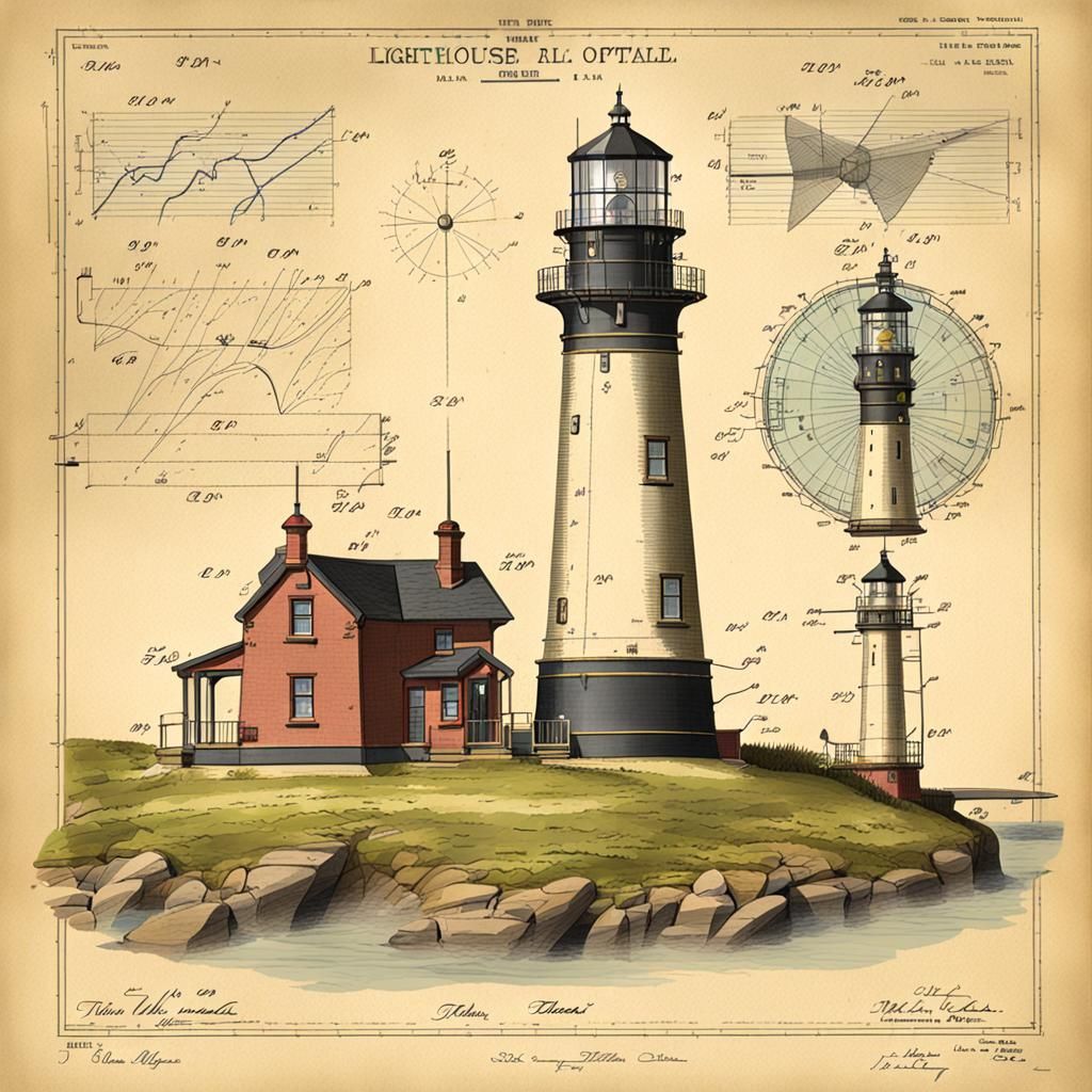 Lighthouse. Patent drawing. Annotated. Coloured   by @Ursula