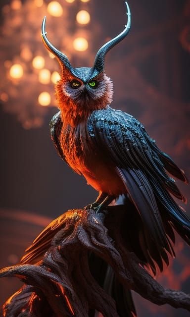 Ghost Owl in Throne Room: 3D Artgerm Style