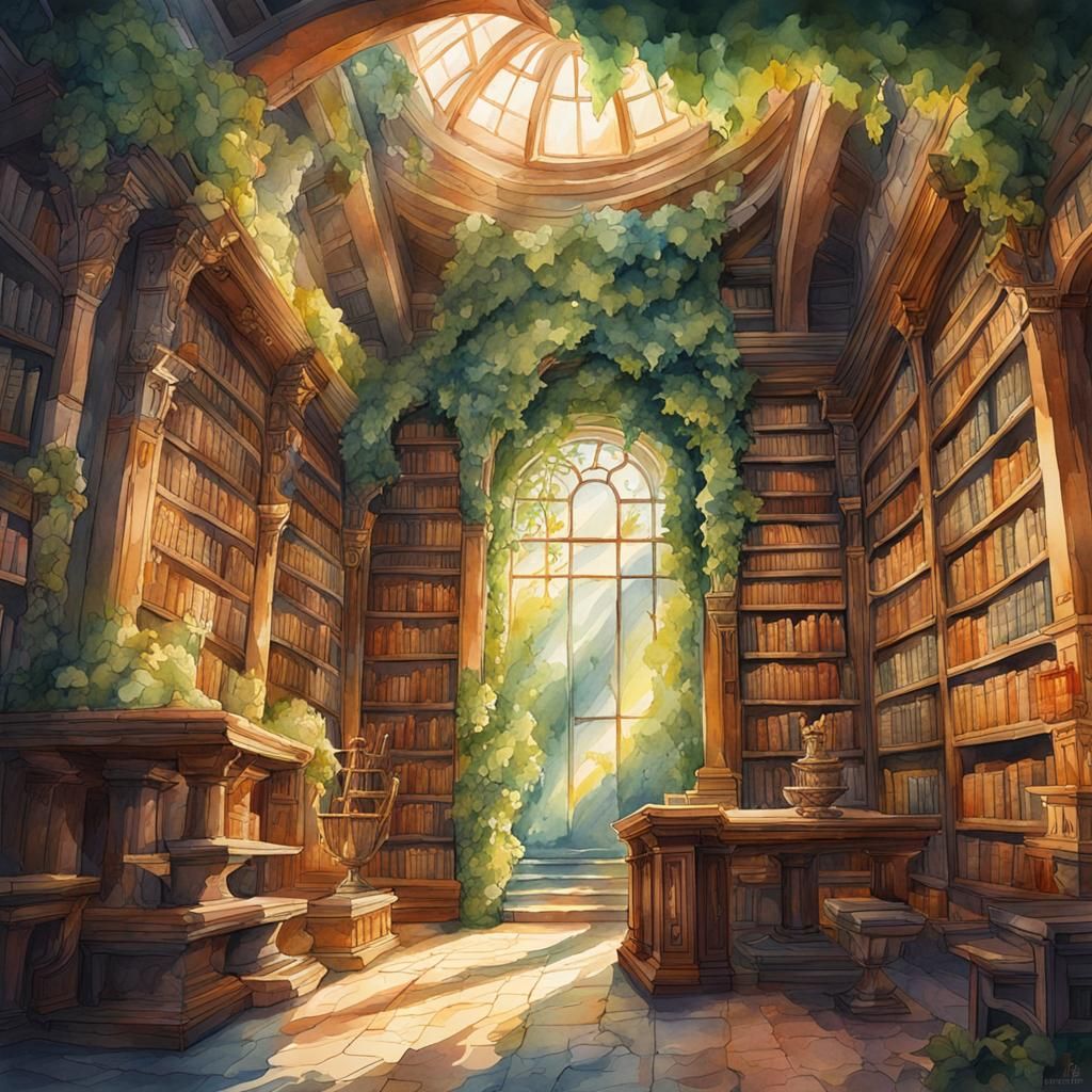 Ancient Library  by @Elven Maiden
