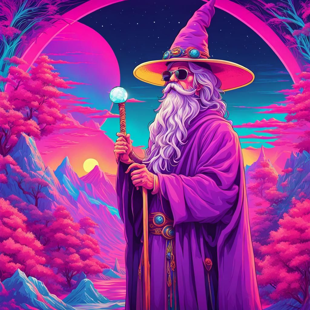 Vaporwave Wizard 4 - AI Generated Artwork - NightCafe Creator