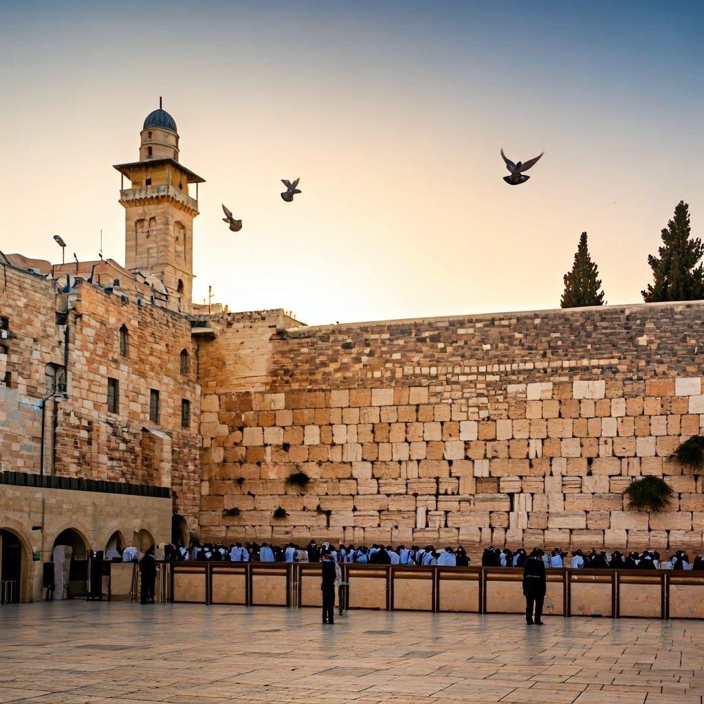 Sunset at the Western Wall: A Serene Scene of Devotion in Je...