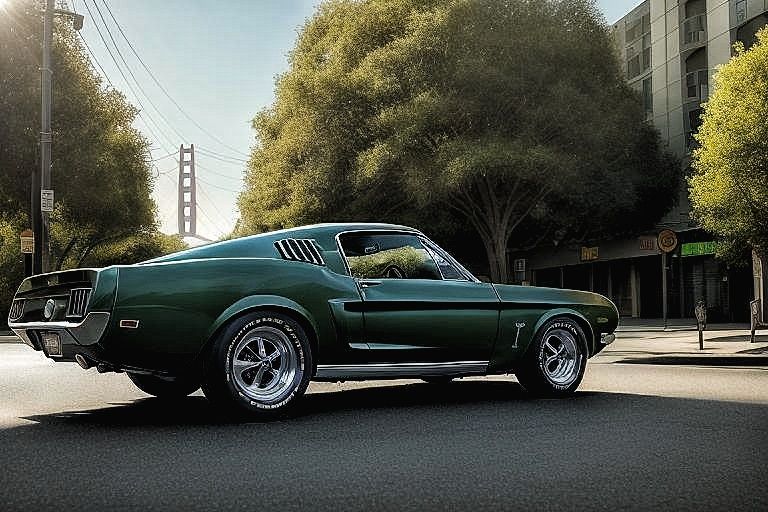 1968 Ford Mustang GT 390 In Factory Finish Dark Forest Green On A San Francisco Street