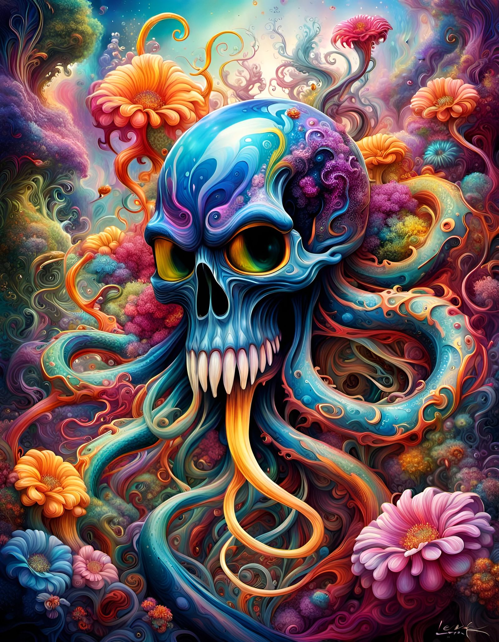 Psychedelic Carnage Venom Dreamscape in Expressionist Style