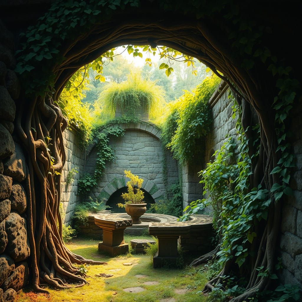 A lush, overgrown secret garden.
  by @Mauro Vandal