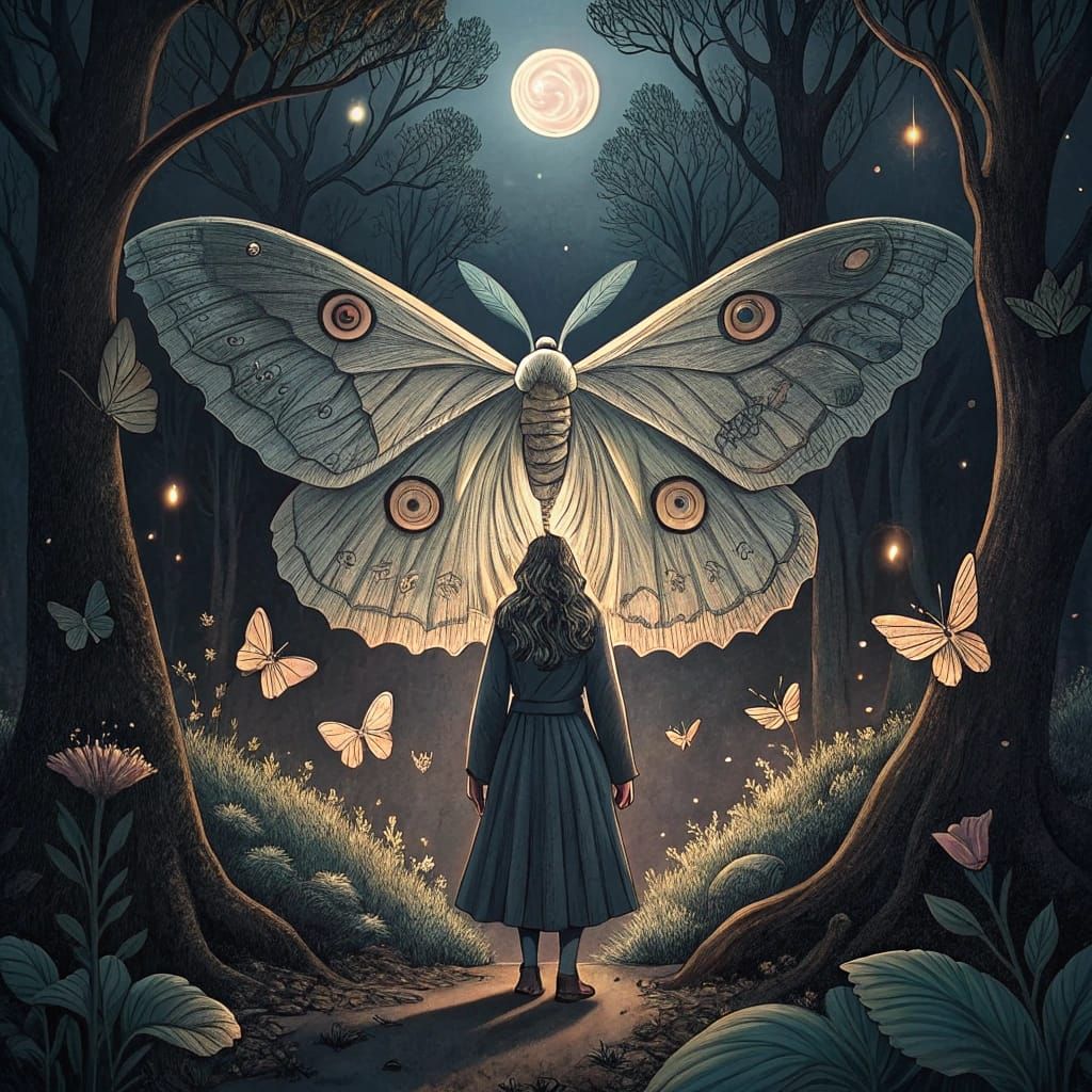 common Dusty Gray moths And a gray fairy with moth wings, ar...