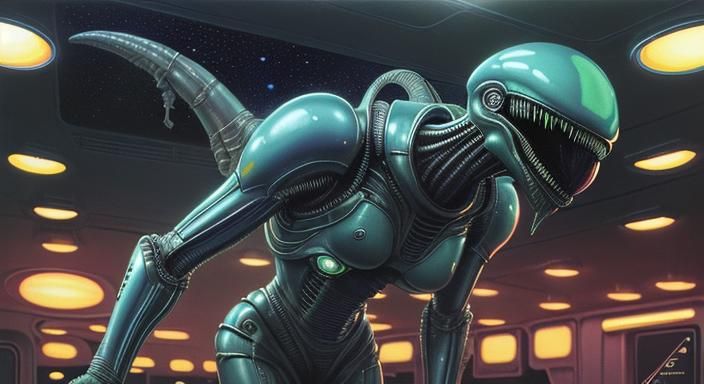space landscape alien creature ufo xenomorph classic 60s 80s...