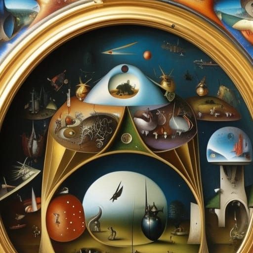 A very strange bizarre alien World Hieronymus Bosch airbrush