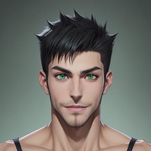 Handsome Man, Symmetrical Features, Stylish Short Spiky Black Crew Cut 