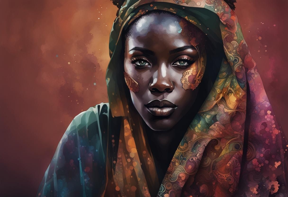 african  portrait by Brian Kesinger , comic book art, perfec...