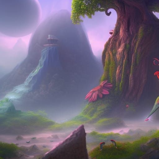 three little birds detailed matte painting, deep color, fant...