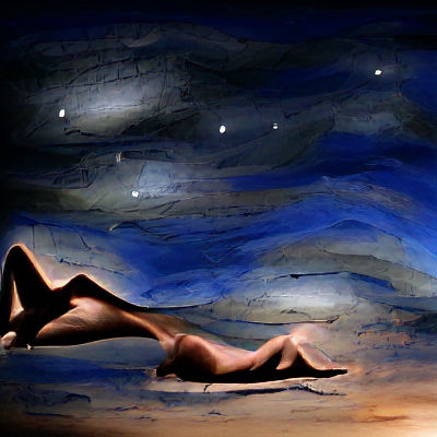 nude bodyscape night sky