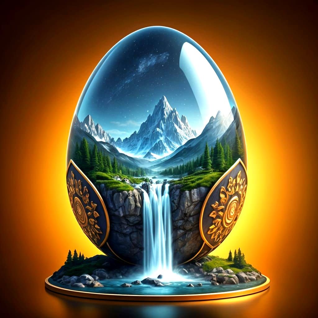 Landscape in an egg inspired by Fabergé.  by @Eldorado