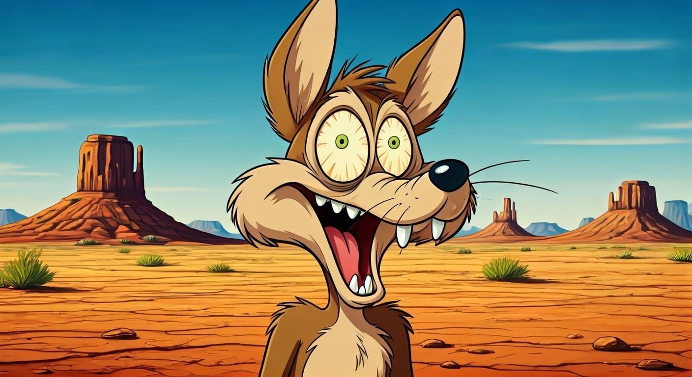 Mad Coyote in the Arizona Desert