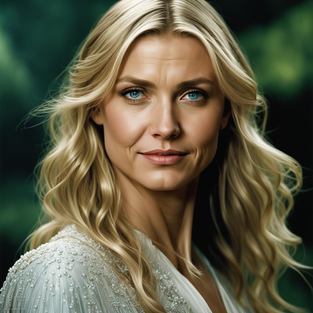ultrarealistic style Cameron Diaz
as a young fullbody galadr...