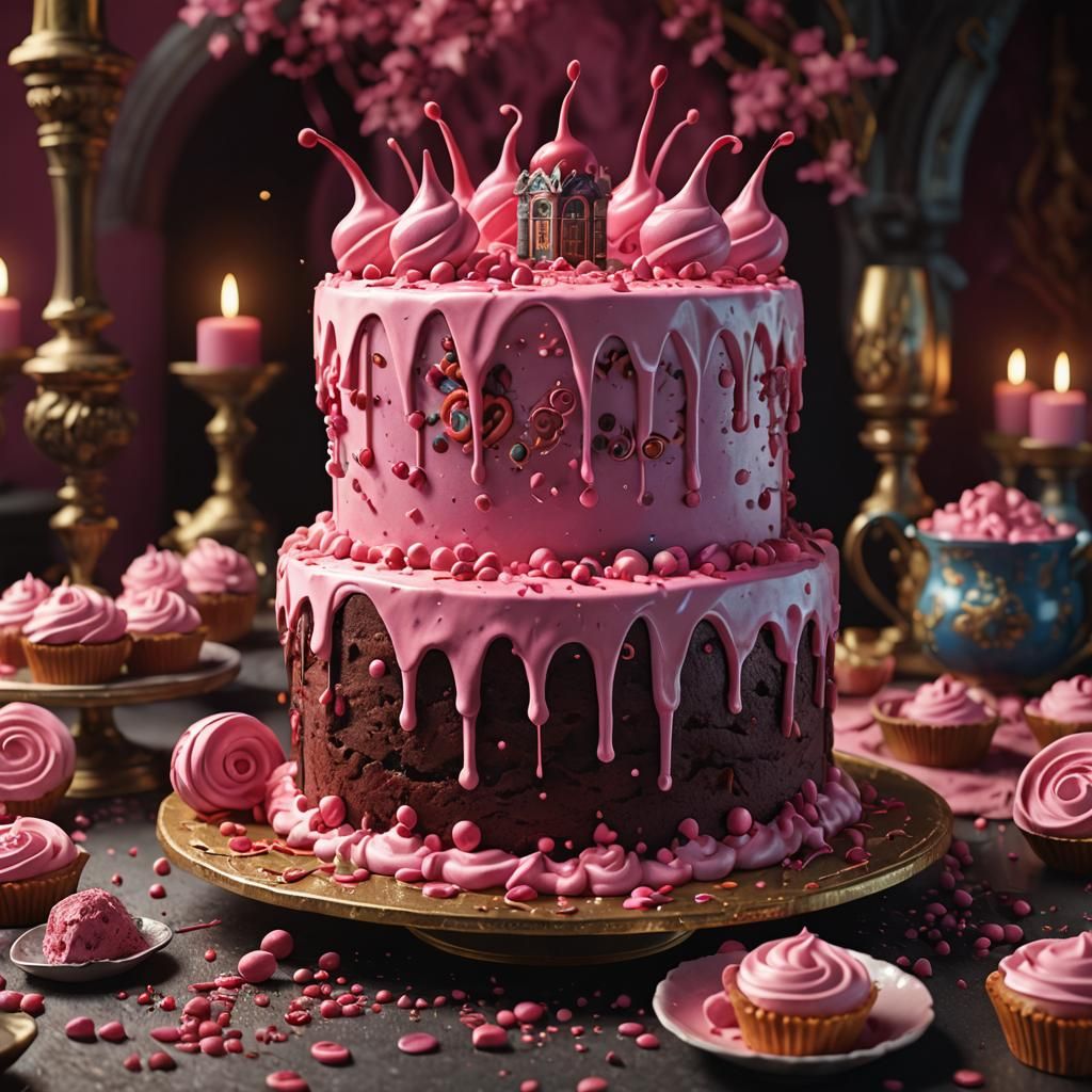 pink cake, trending on artstation, sharp focus,