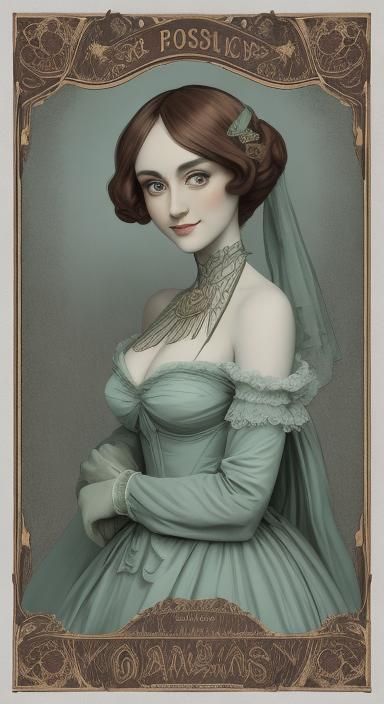Parisian silk gown variate poster style and coloring denoise...