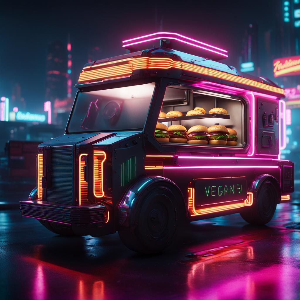 Futuristic vegan burger food truck - AI Generated Artwork - NightCafe ...