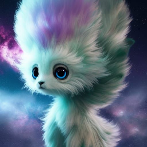 adorable shot of a furry chibi hybrid of a cute alien detailed fur ...