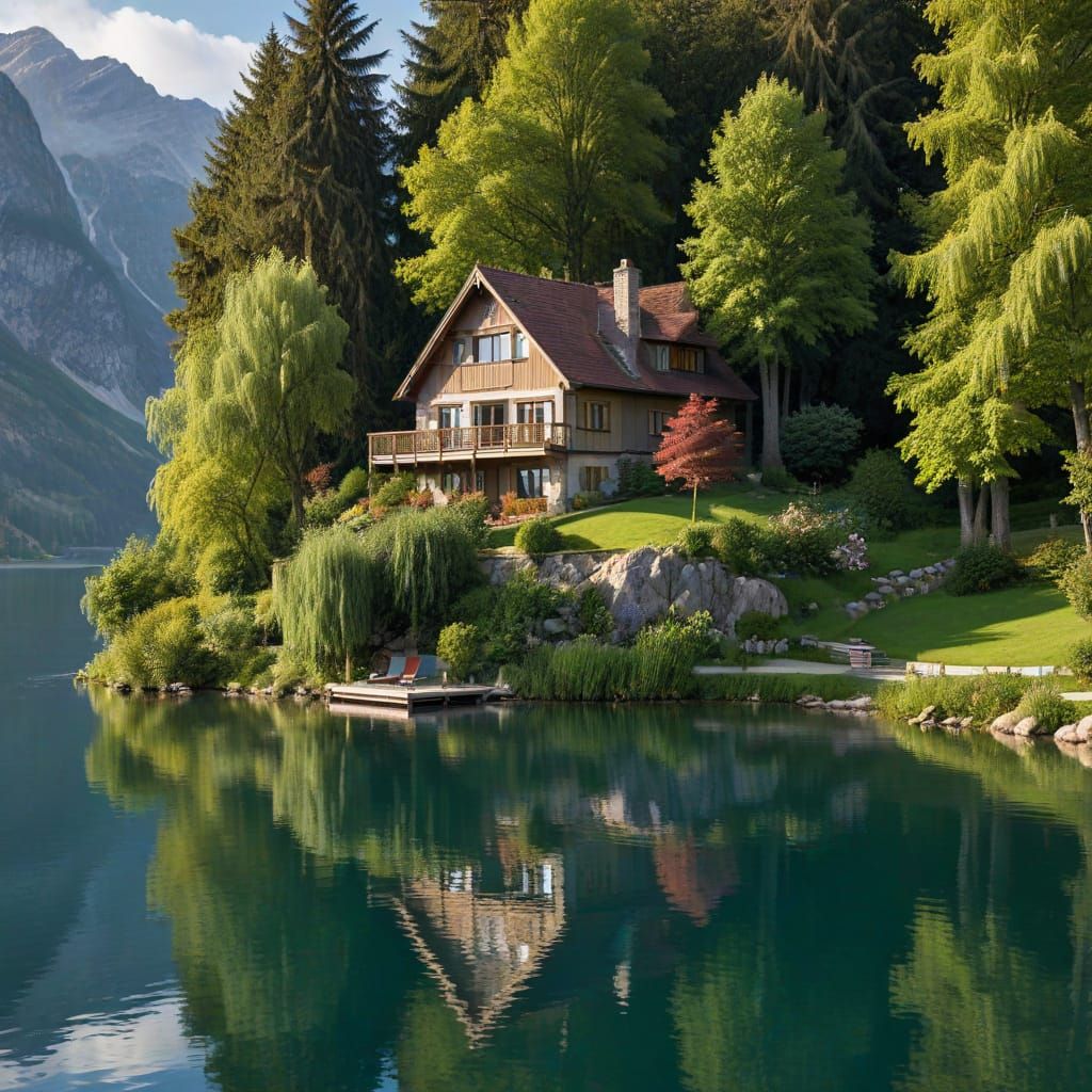 Lakefront House in Serene Waterscape