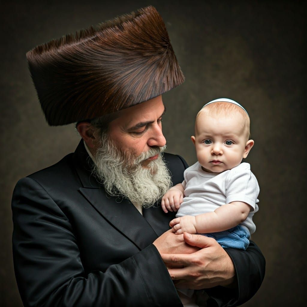 Intimate Portrait: Hasidic Man and Infant