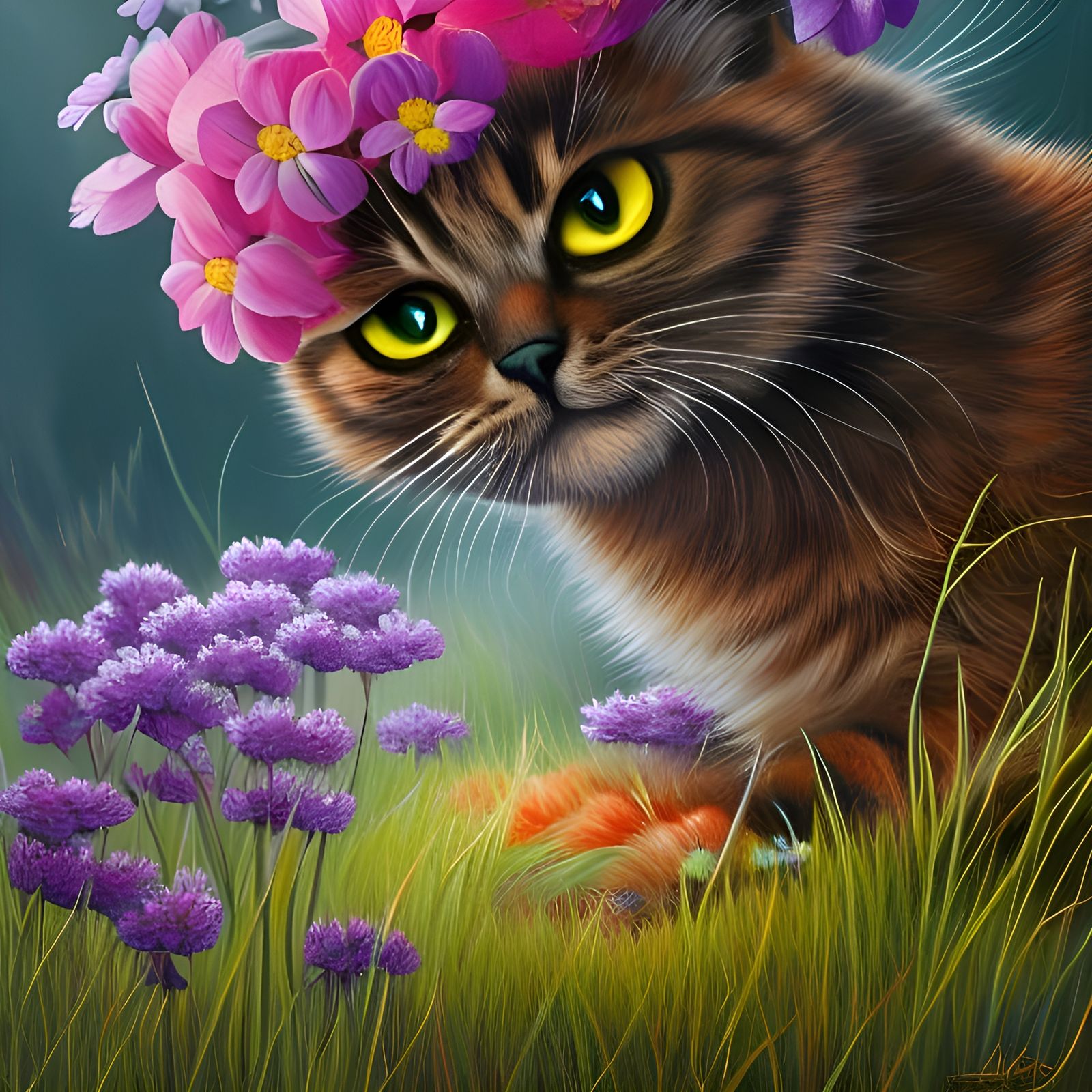 Grumpy Flower Cat
