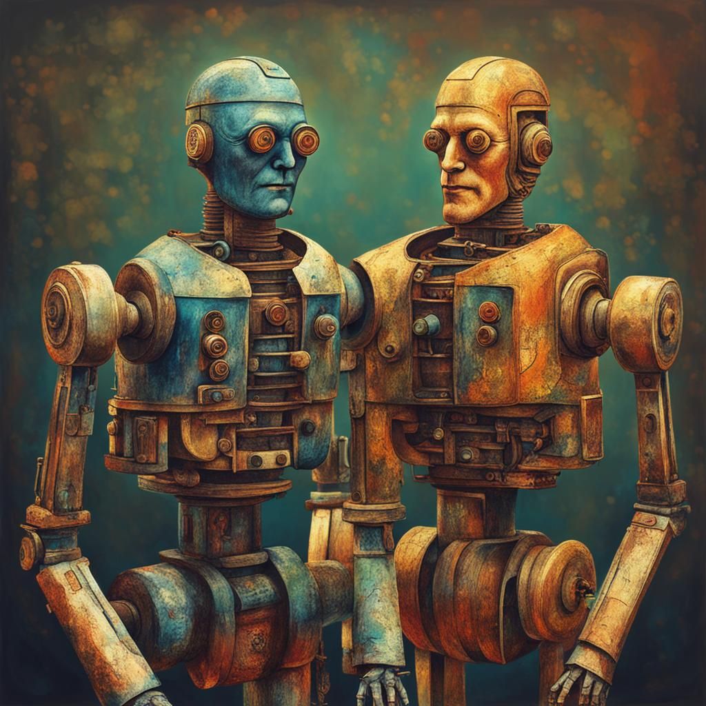 Two androids growing old together