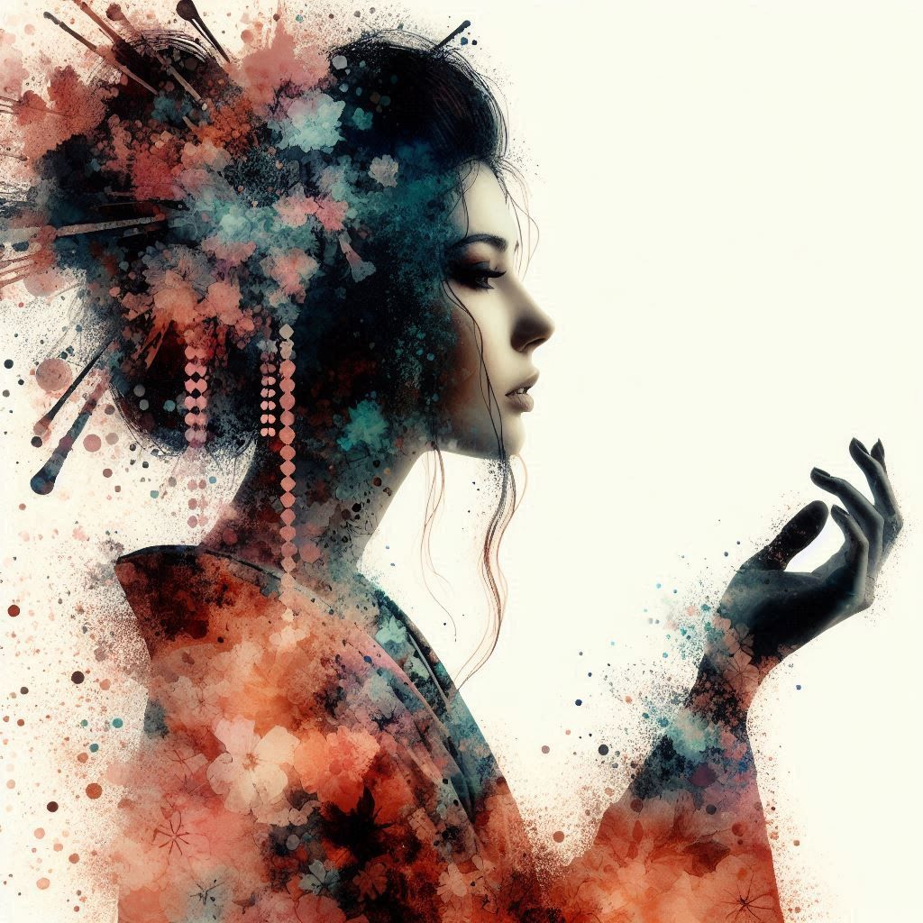 double exposure beautiful fantasy DALL-E 3 portrait landscape..