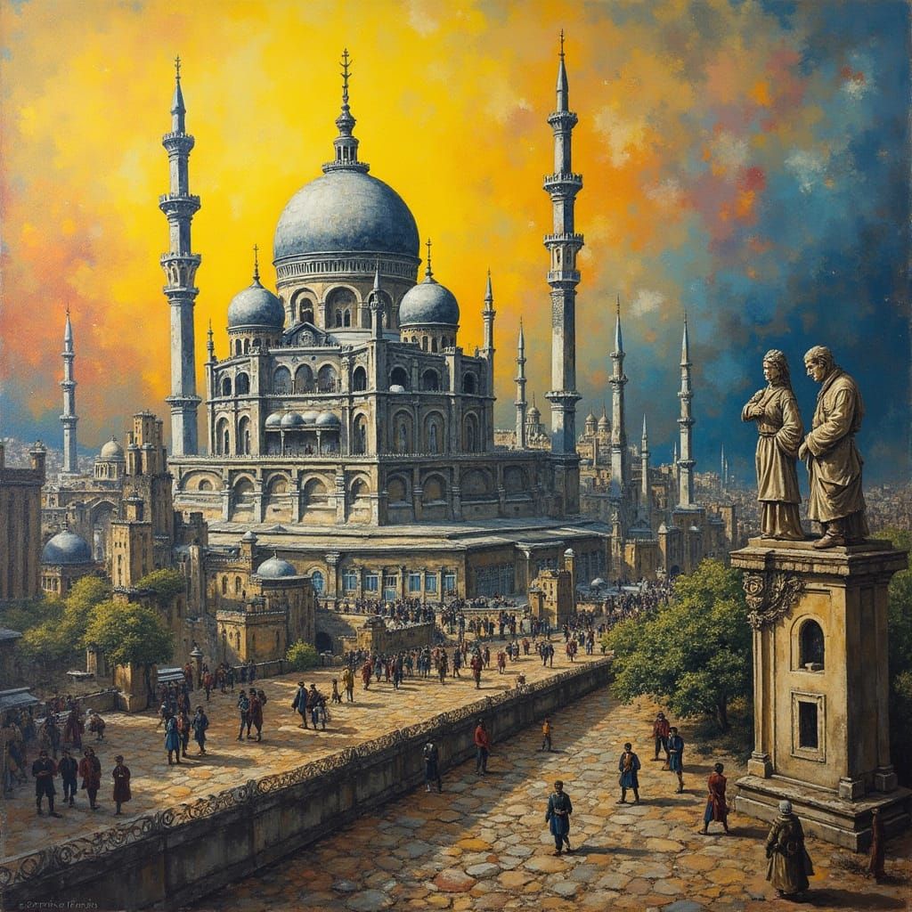 A Gentle Elder and Young Boy Stroll on a Rustic Wooden Bridg...