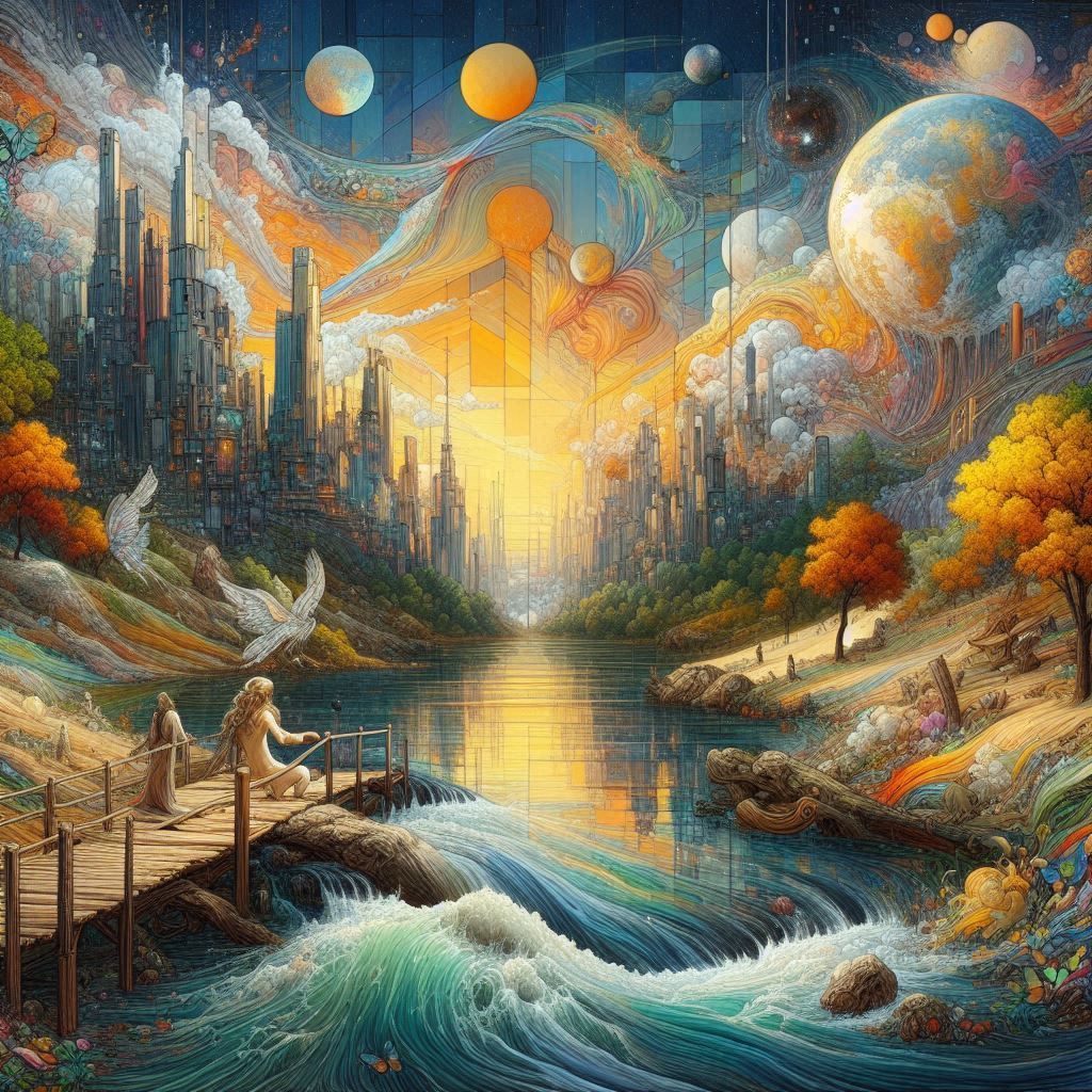 A picture born of thoughtless code, Is it art, or just a mode? The meaning flows, but it’s a stream, Not touched by hand...