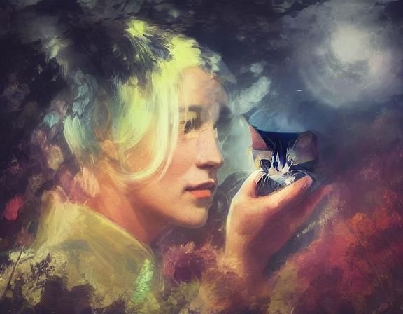 <lora:Map maker:1.0> Macro photography of a tiny fairy sitti...