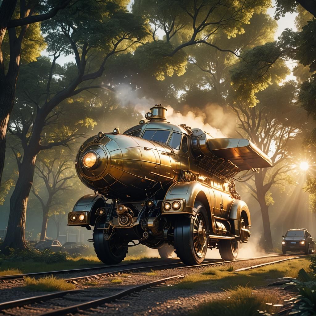 Magnificent steam powered flying car airship…