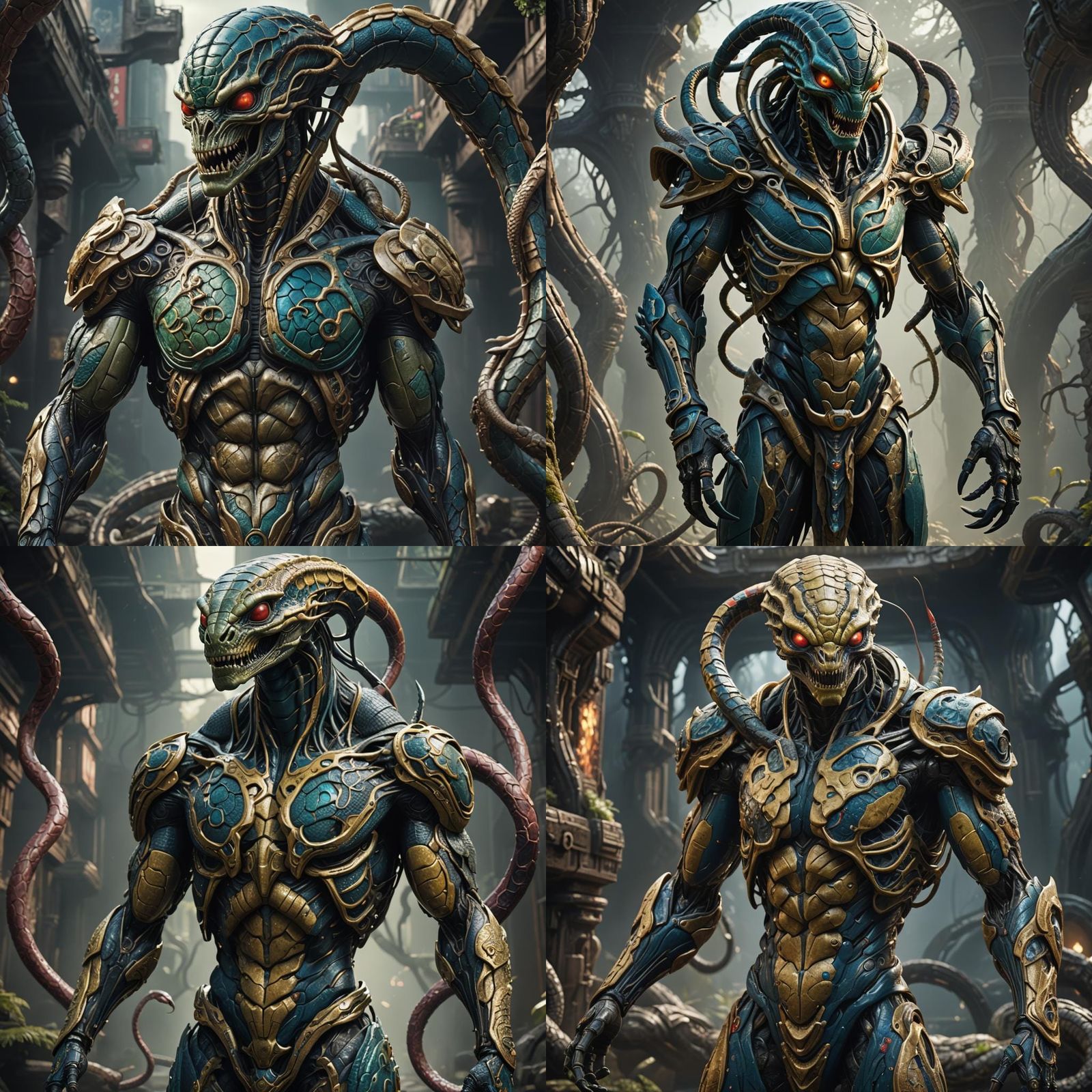 alien hybrid humanoid snake torso