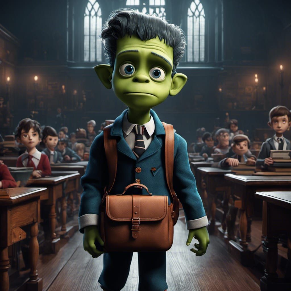 Frankenstein's Monster first day at school  by @That cinema teacher