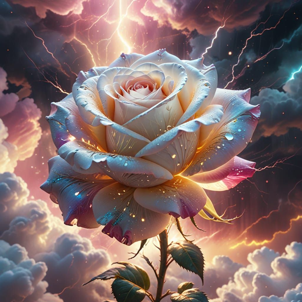 pink rose in storm  by @Heidi25