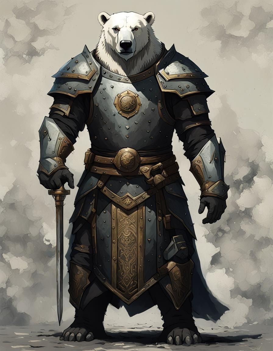 Polar Bear Cleric in Dark Fantasy Style