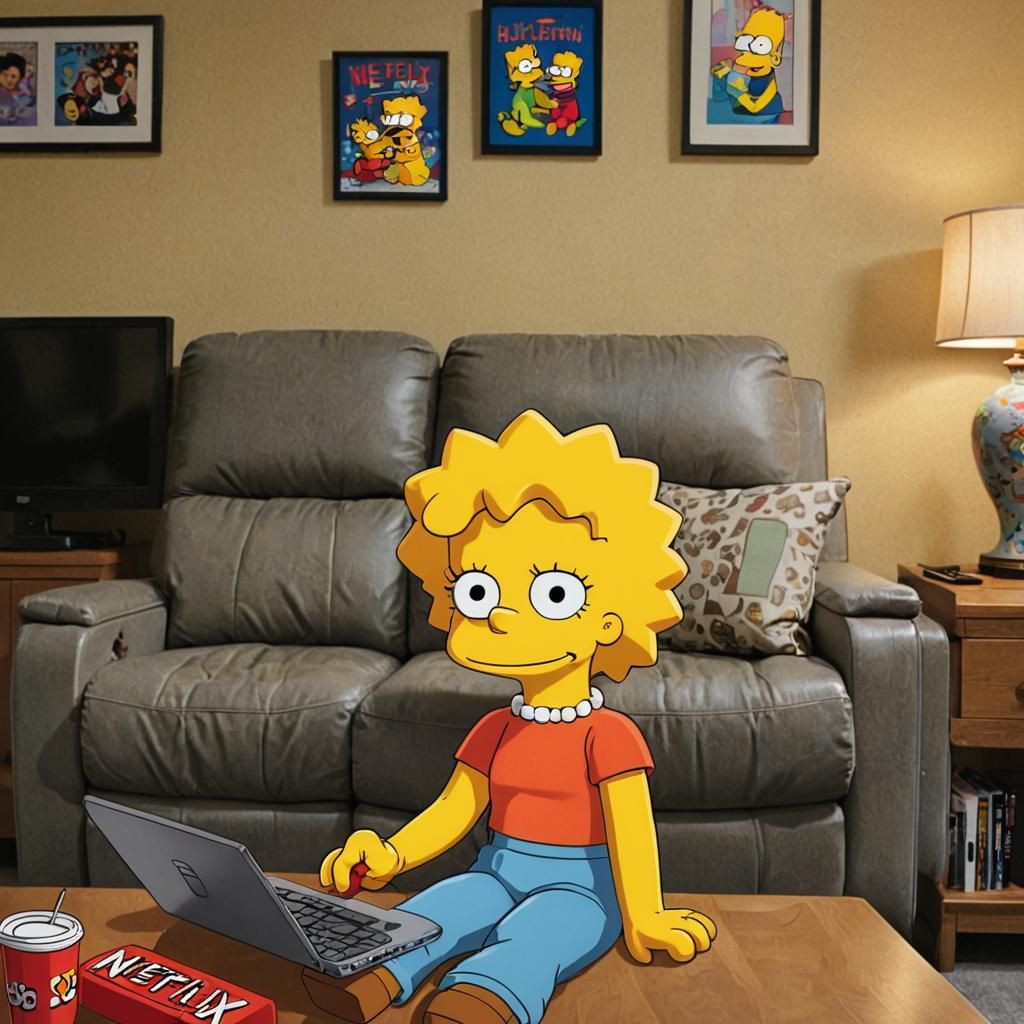 Netflix and Chill with Lisa Simpson - AI Generated Artwork - NightCafe ...