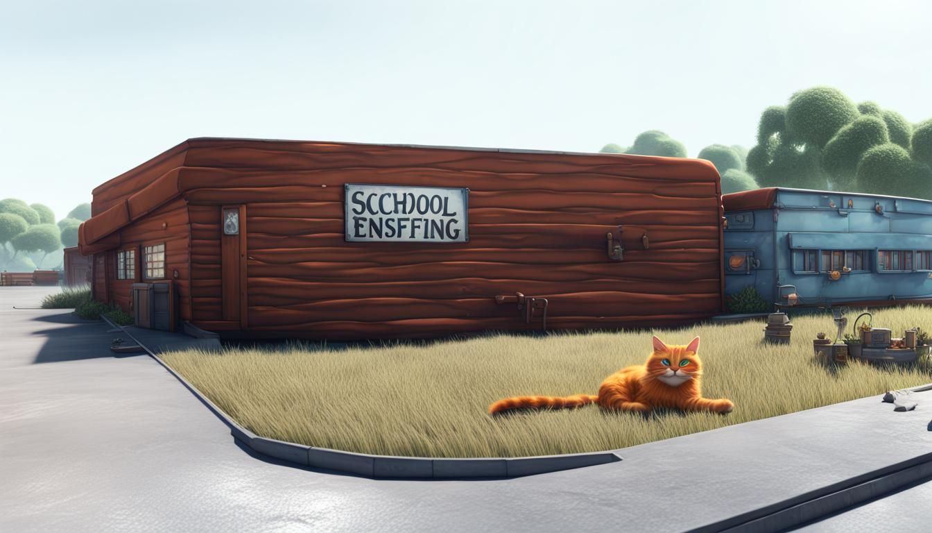 Cat orange (Garfield) presents  the school (ENSFEA) detailed...