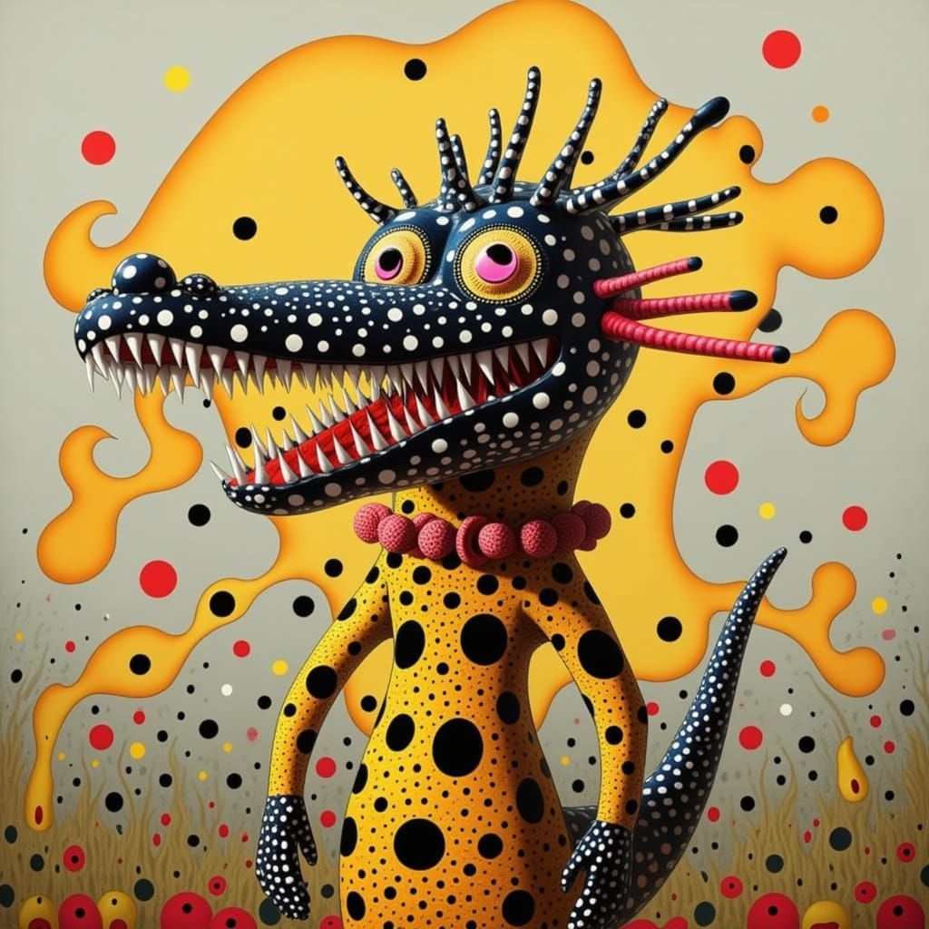 <lora:SCREAMING DOTS -EVIL:1.0> Crocodile