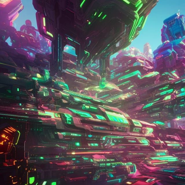 "Agartha Cybertron world" by WLOP beeple detailed digital il...