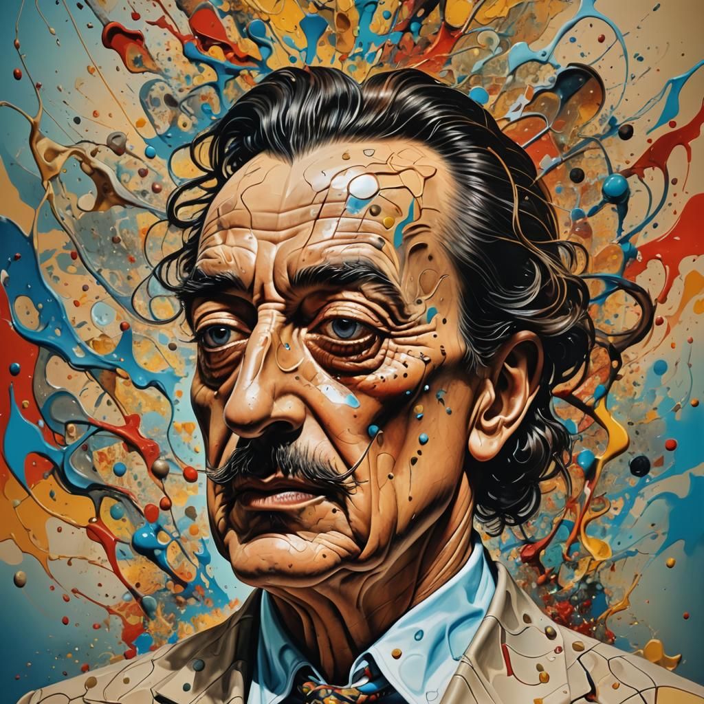 Generate picture of body with many head like Salvador Dali. Drawing.