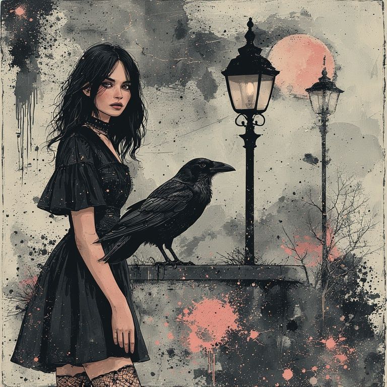 Street lamp and crow