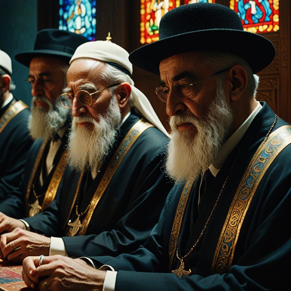 Rabbis Praying: Cinematic Digital Art